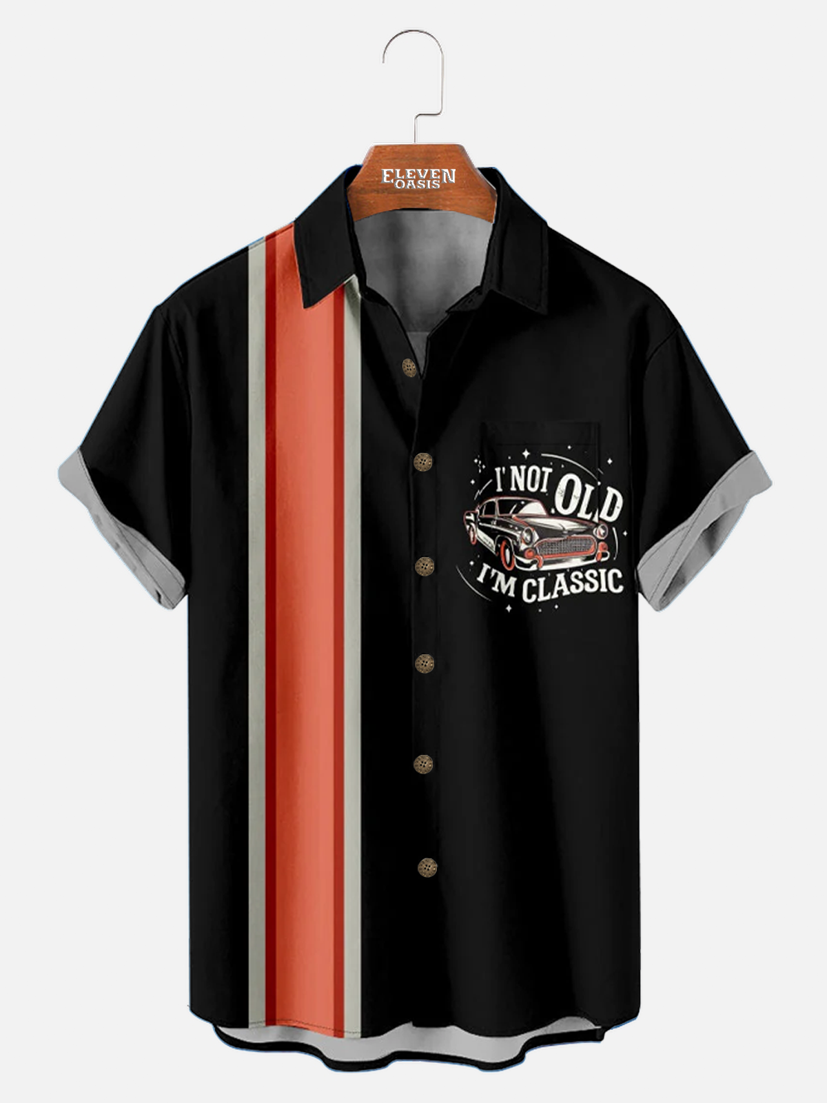 Men's I'm Not Old I'm Classic Bowling Shirt with Chest Pocket ElevenOasis