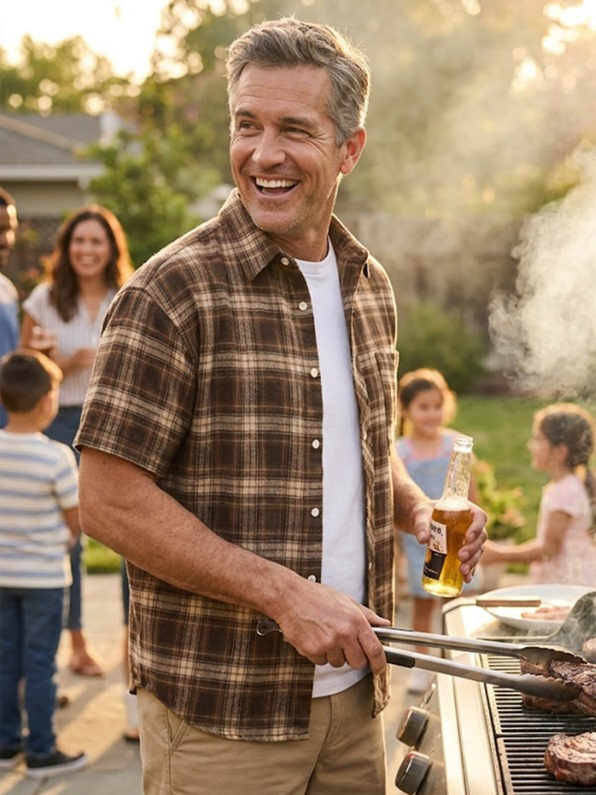 Men's Classic Plaid Short Sleeve Shirt ElevenOasis