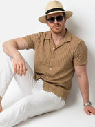 Men's Textured Knit Slim Fit Short Sleeve Shirt Eleven Oasis
