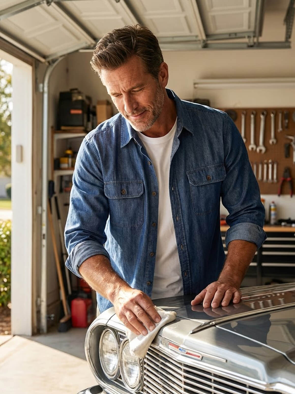 Men's Classic Denim Utility Long Sleeve Shirt Eleven Oasis