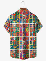 Men's Mexican Lucha Libre Wrestling Masks Short Sleeve Casual Shirt ElevenOasis