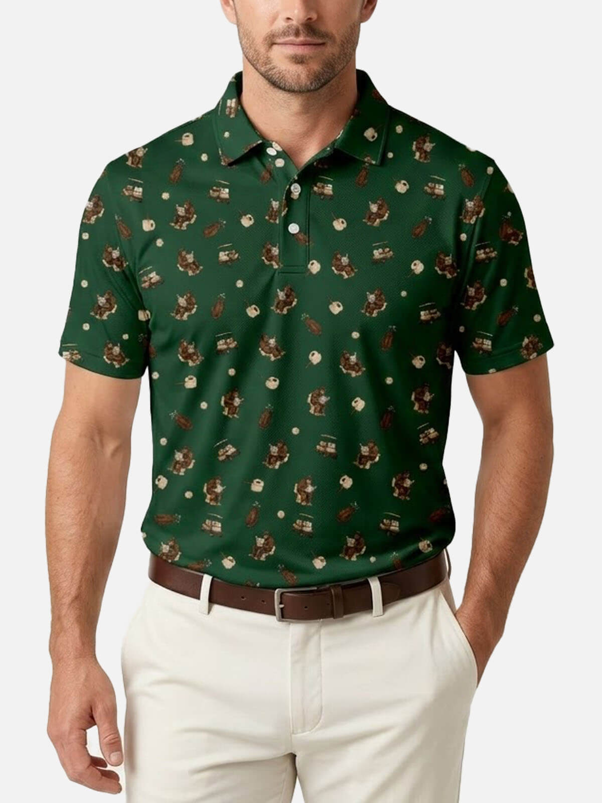 Men's Golf Bigfoot Pattern Short Sleeve Polo Shirt Eleven Oasis