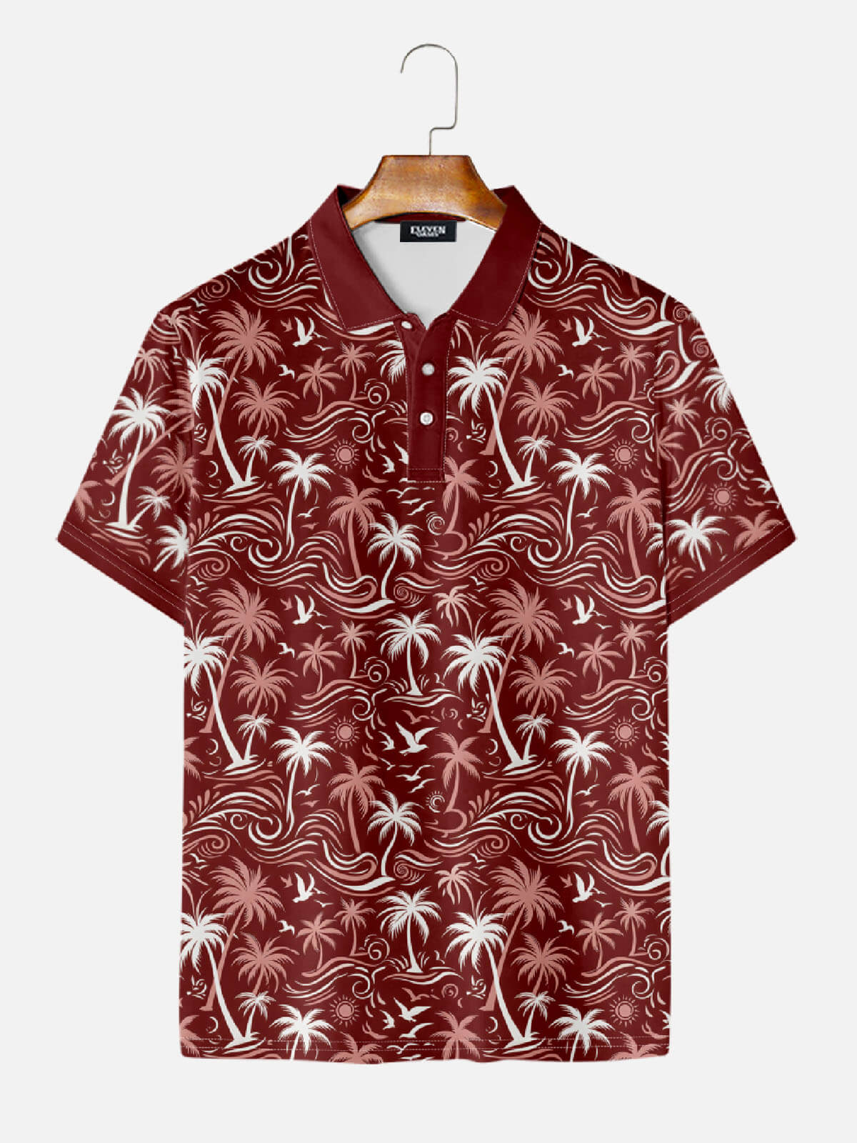 Men's Tropical Island Scene Short Sleeve Polo Shirt Eleven Oasis