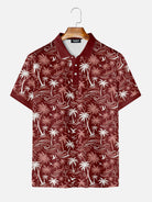 Men's Tropical Island Scene Short Sleeve Polo Shirt Eleven Oasis