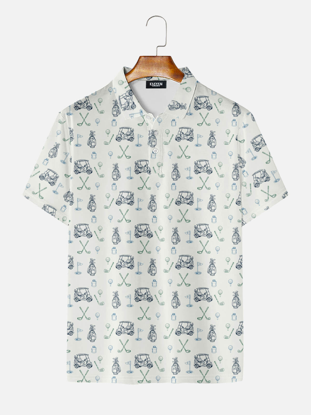 Men's Golf Club Pattern Short Sleeve Polo Shirt Eleven Oasis
