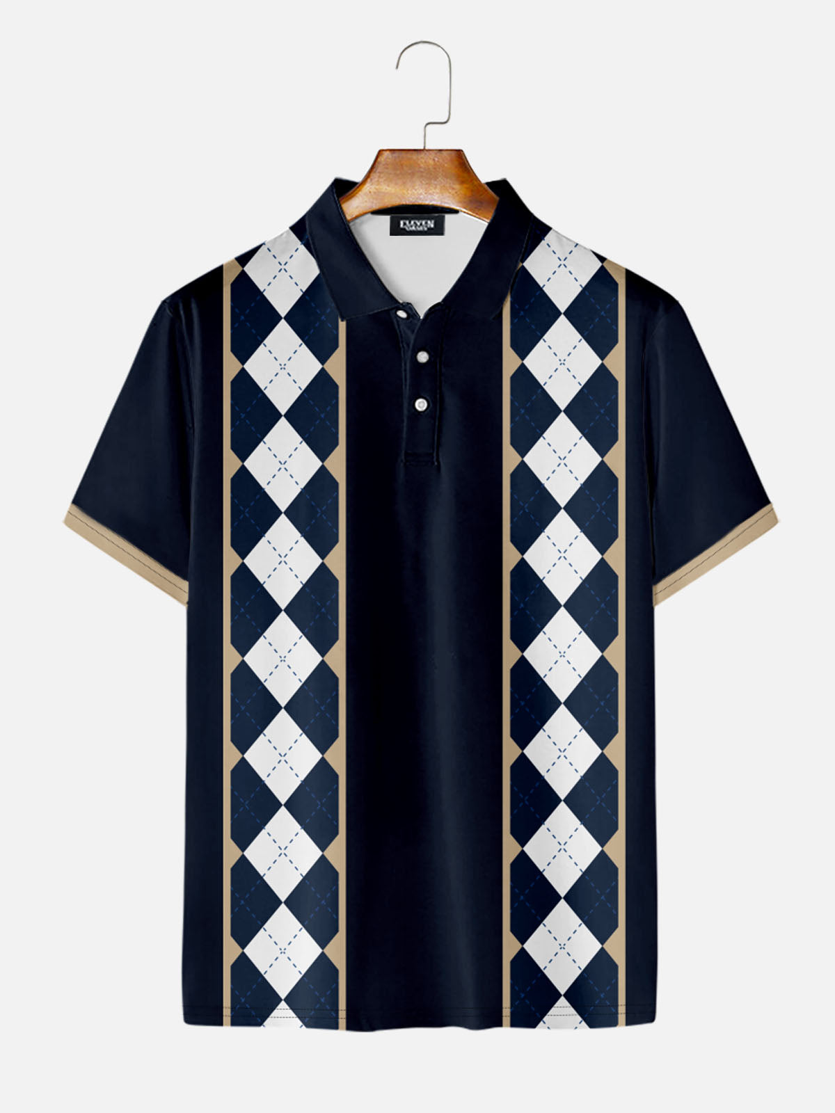 Men's Argyle Panel Short Sleeve Polo Shirt Eleven Oasis