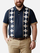 Men's Argyle Panel Short Sleeve Polo Shirt Eleven Oasis