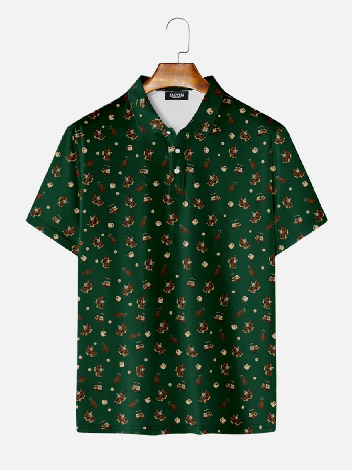 Men's Golf Bigfoot Pattern Short Sleeve Polo Shirt Eleven Oasis