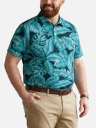 Men's Tropical Leaf Pattern Short Sleeve Polo Shirt Eleven Oasis
