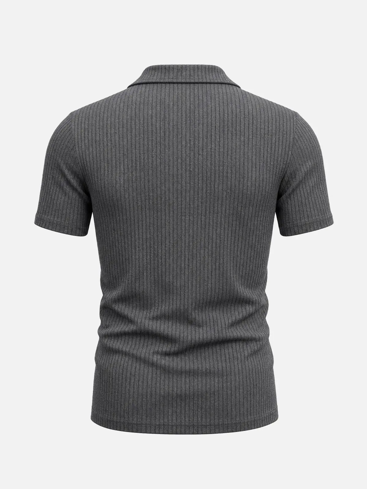 Men's Ribbed Knit Open V Short Sleeve Polo Shirt Eleven Oasis