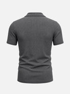 Men's Ribbed Knit Open V Short Sleeve Polo Shirt Eleven Oasis