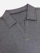 Men's Ribbed Knit Open V Short Sleeve Polo Shirt Eleven Oasis