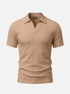 Men's Ribbed Knit Open V Short Sleeve Polo Shirt Eleven Oasis