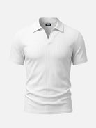Men's Ribbed Knit Open V Short Sleeve Polo Shirt Eleven Oasis