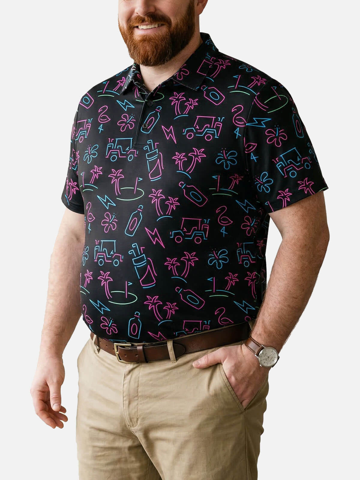 Men's Retro Vacation Icon Short Sleeve Polo Shirt Eleven Oasis