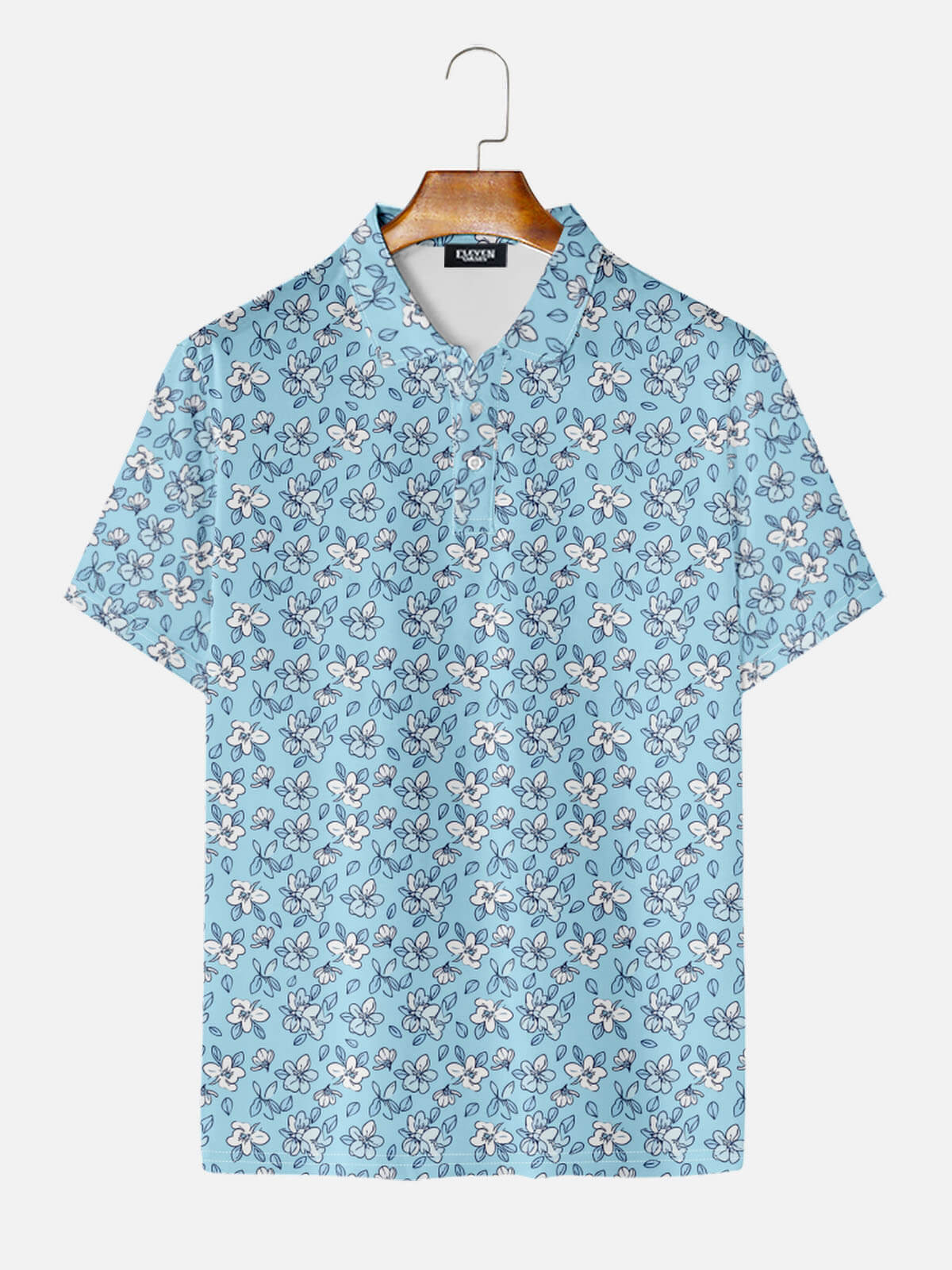 Men's Island Floral Pattern Short Sleeve Polo Shirt Eleven Oasis