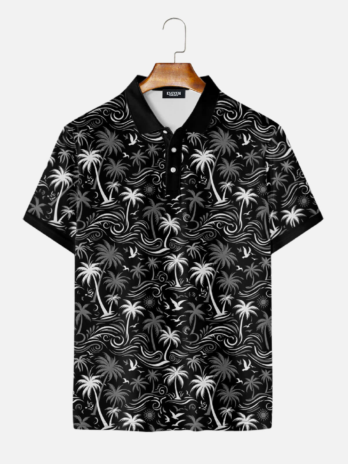 Men's Tropical Island Scene Short Sleeve Polo Shirt Eleven Oasis