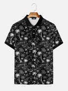 Men's Tropical Island Scene Short Sleeve Polo Shirt Eleven Oasis