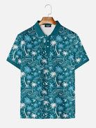 Men's Tropical Island Scene Short Sleeve Polo Shirt Eleven Oasis
