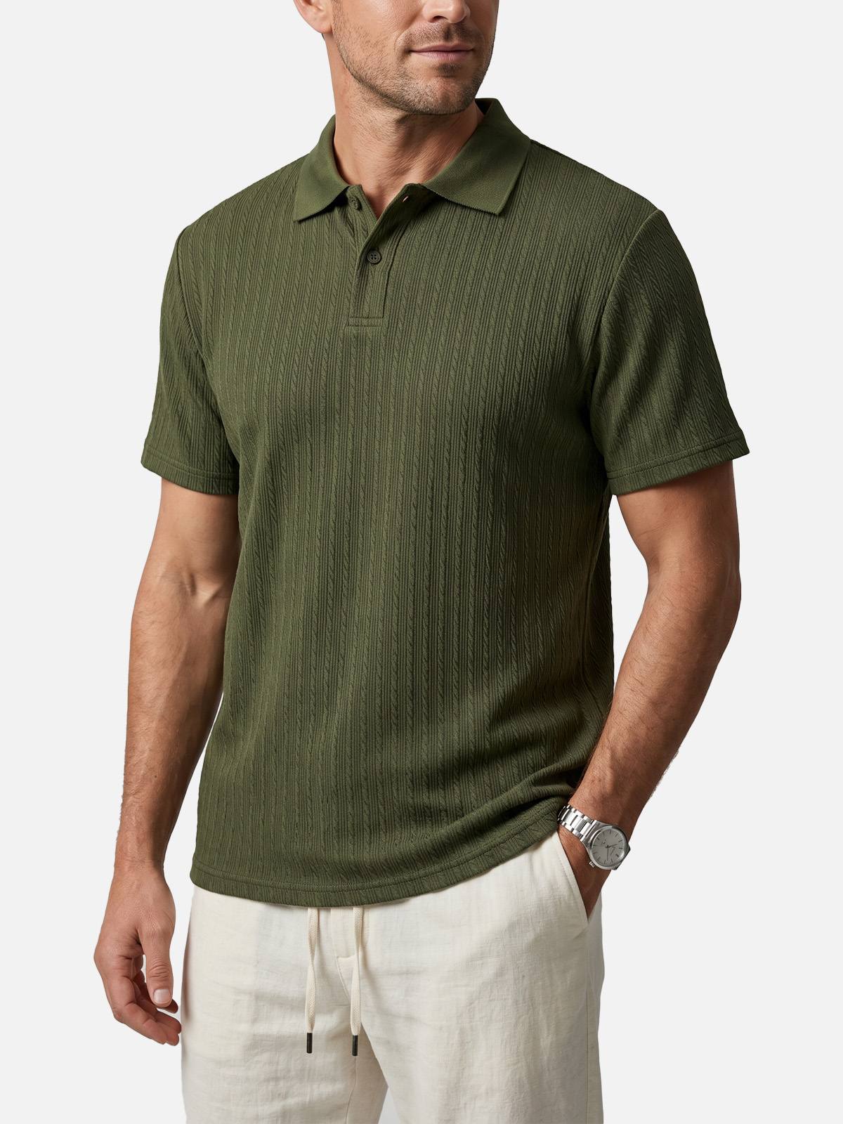 Men's Slim Fit Textured Polo Shirt ElevenOasis