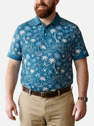 Men's Tropical Island Scene Short Sleeve Polo Shirt Eleven Oasis