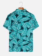Men's Tropical Leaf Pattern Short Sleeve Polo Shirt Eleven Oasis