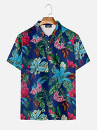 Men's Tropical Floral Pattern Short Sleeve Polo Shirt Eleven Oasis