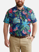 Men's Tropical Floral Pattern Short Sleeve Polo Shirt Eleven Oasis
