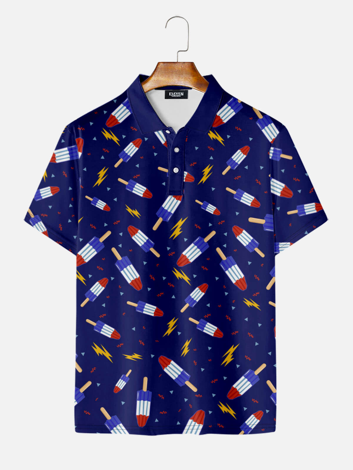 Men's Patriotic Popsicle Pattern Short Sleeve Polo Shirt Eleven Oasis