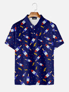 Men's Patriotic Popsicle Pattern Short Sleeve Polo Shirt Eleven Oasis