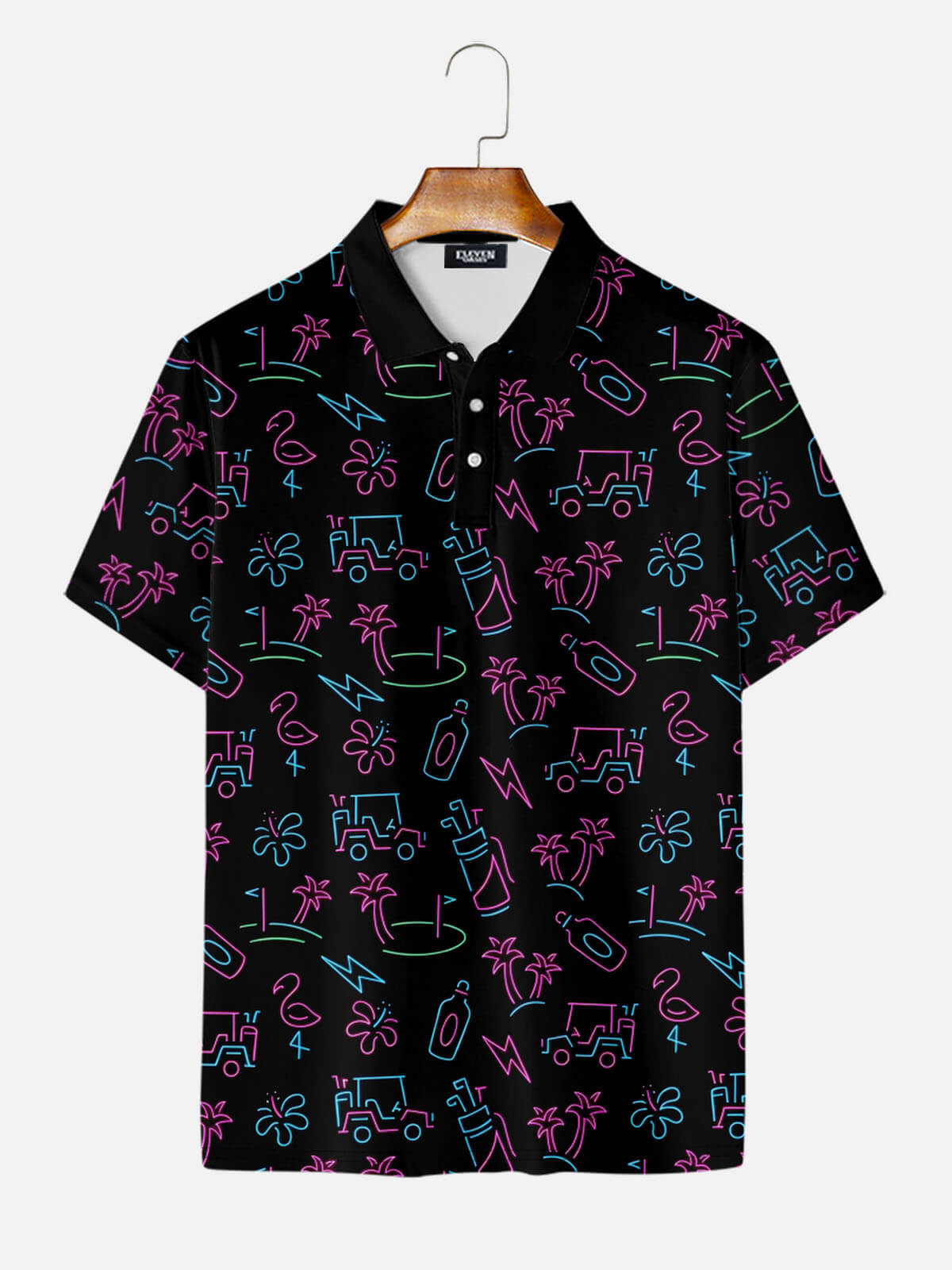 Men's Retro Vacation Icon Short Sleeve Polo Shirt Eleven Oasis