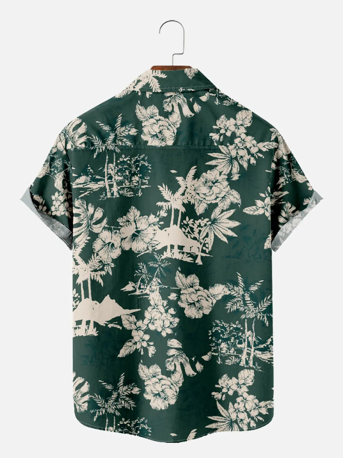 Men's Hawaiian Palm Landscape Floral Print Short Sleeve Shirt ElevenOasis