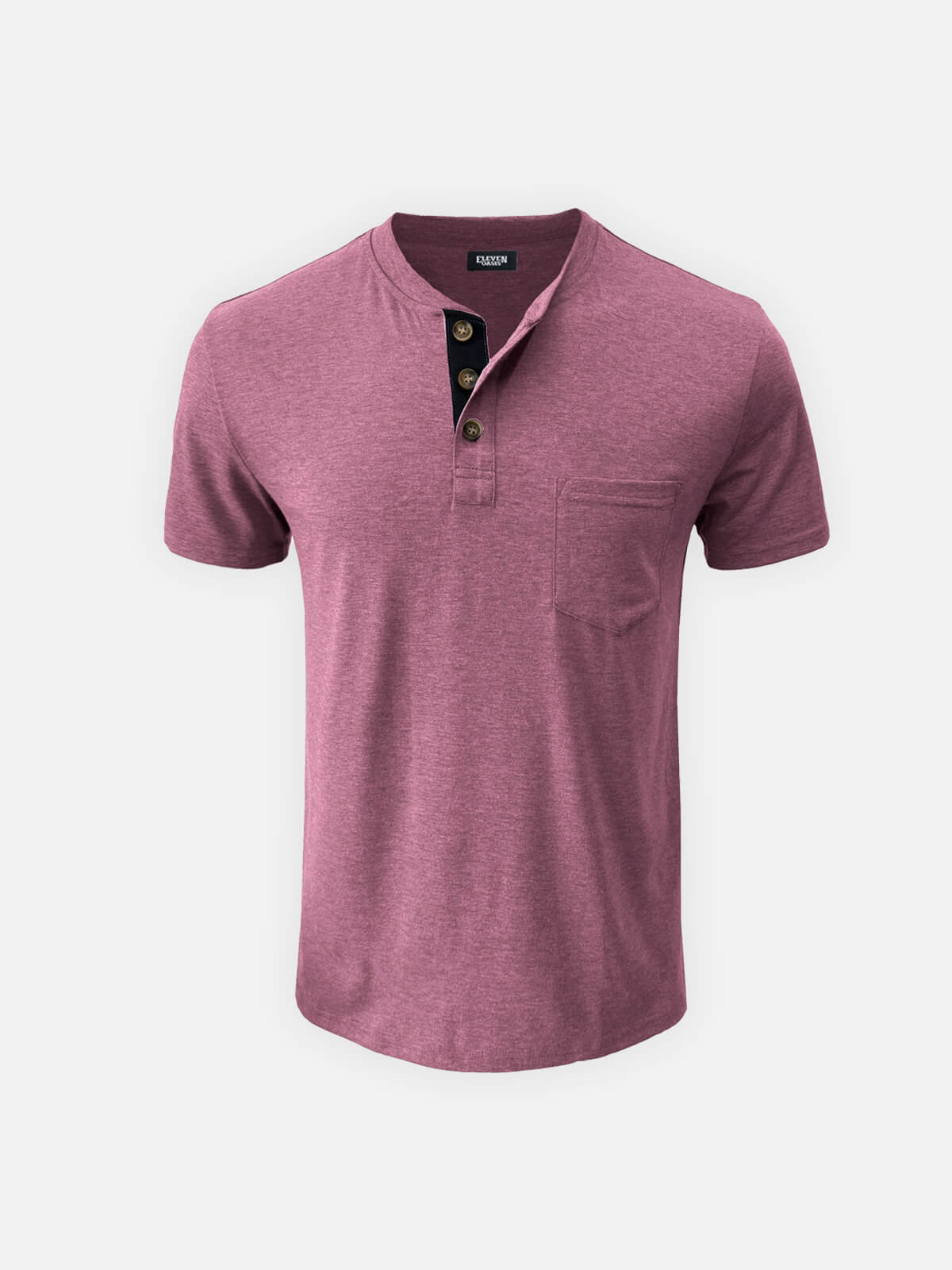 Men's Classic Henley Chest Pocket Short Sleeve Shirt Eleven Oasis