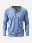 Men's Contrast Trim Henley Slim Fit Long Sleeve Shirt Eleven Oasis