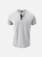 Men's Classic Henley Chest Pocket Short Sleeve Shirt Eleven Oasis