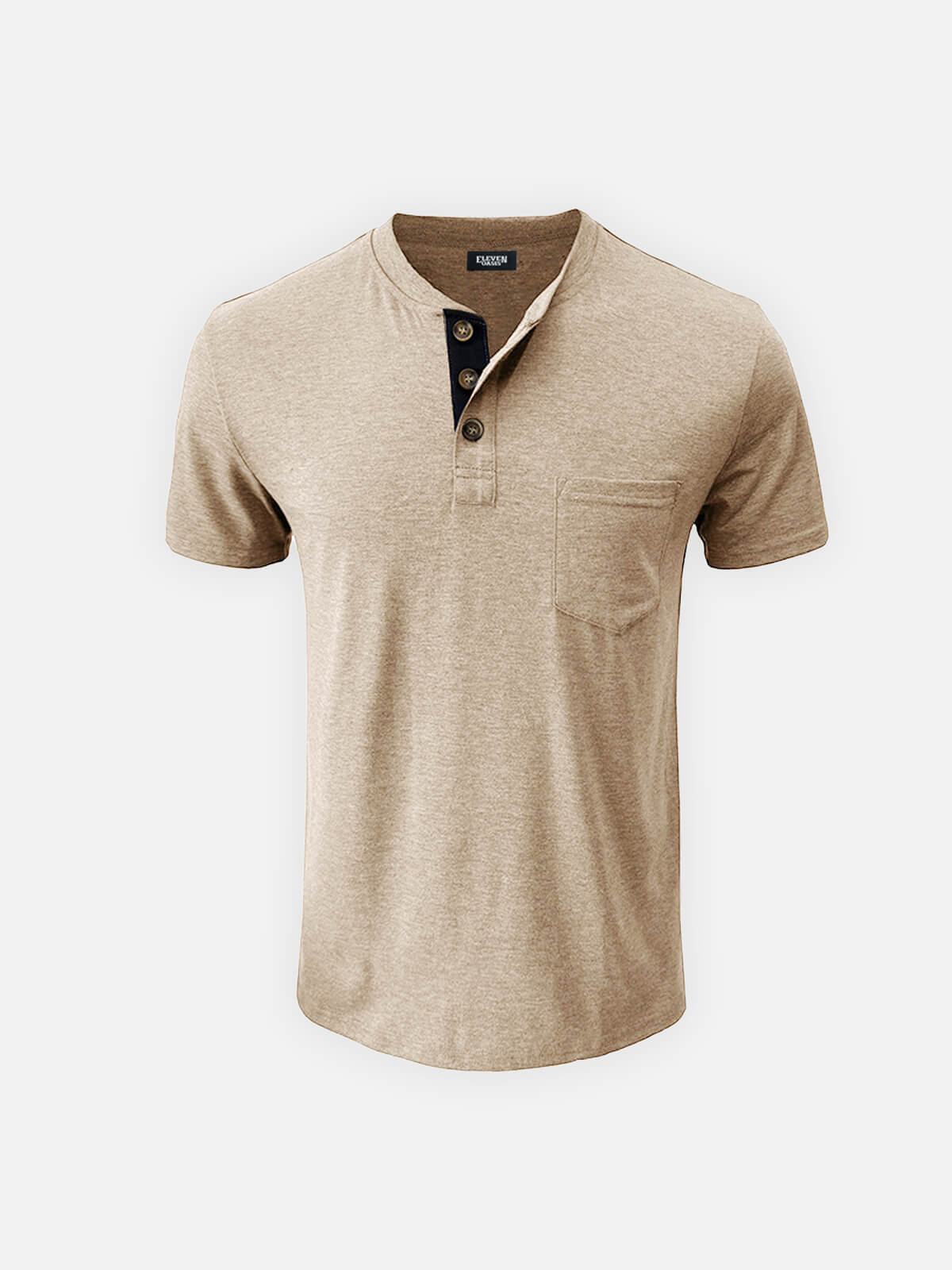Men's Classic Henley Chest Pocket Short Sleeve Shirt Eleven Oasis