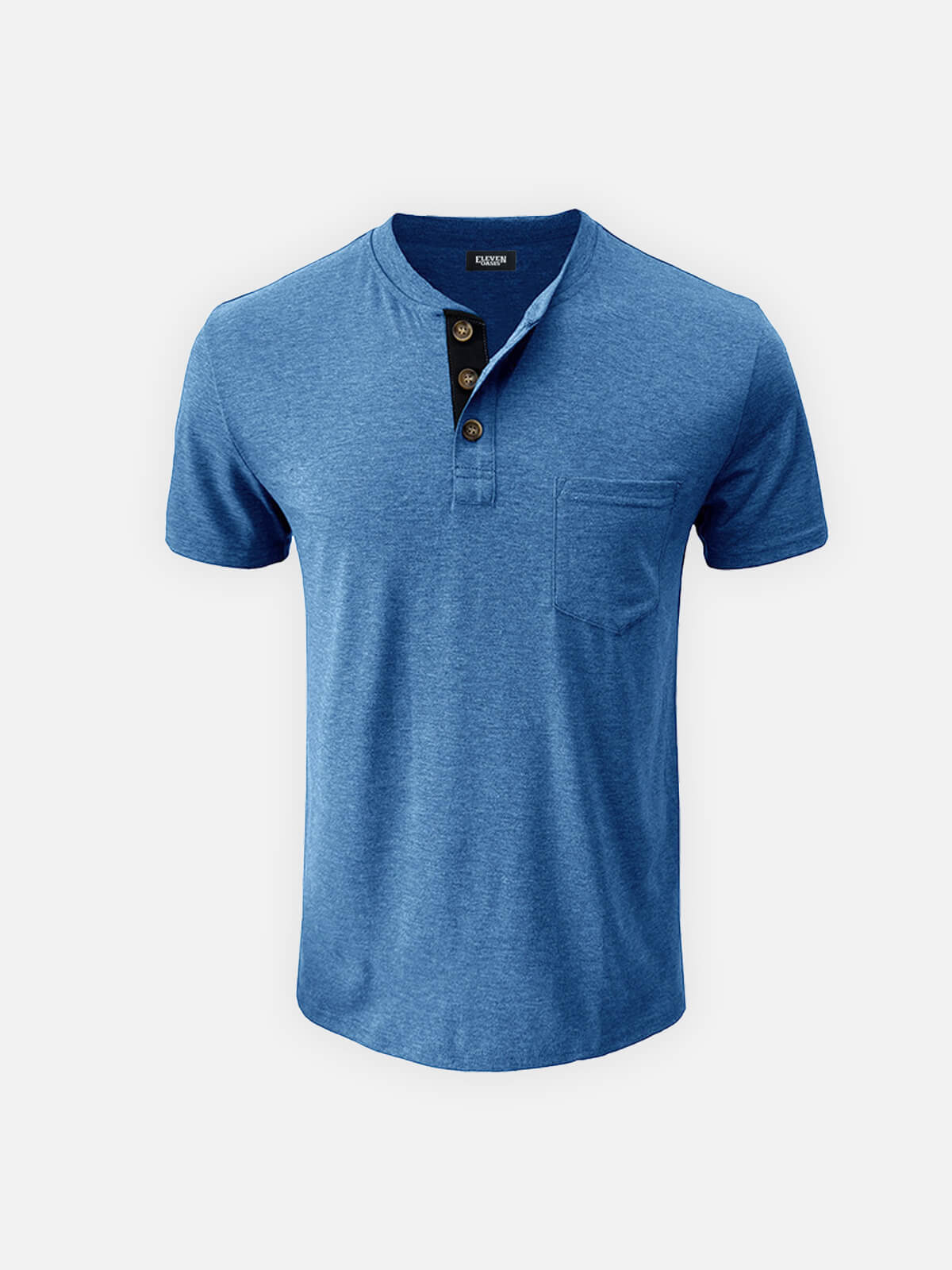 Men's Classic Henley Chest Pocket Short Sleeve Shirt Eleven Oasis
