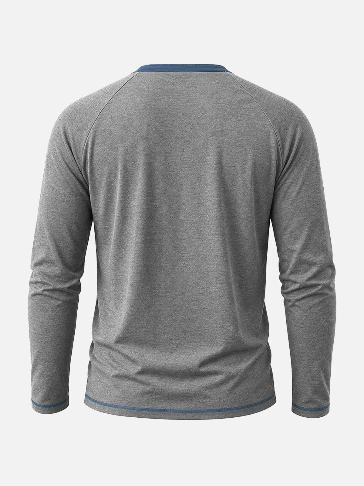 Men's Contrast Trim Henley Slim Fit Long Sleeve Shirt Eleven Oasis