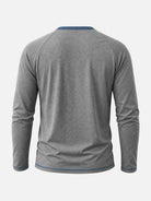 Men's Contrast Trim Henley Slim Fit Long Sleeve Shirt Eleven Oasis