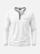 Men's Contrast Trim Henley Slim Fit Long Sleeve Shirt Eleven Oasis