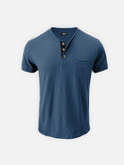 Men's Classic Henley Chest Pocket Short Sleeve Shirt Eleven Oasis