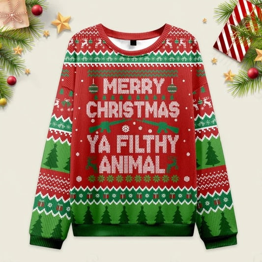 Ugly Christmas Sweater Ya Filthy Animal Sweatshirt Eleven Oasis