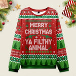 Ugly Christmas Sweater Ya Filthy Animal Sweatshirt Eleven Oasis