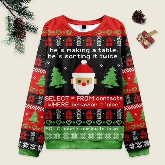 Ugly Christmas Sweater SQL Clause Sweatshirt Eleven Oasis