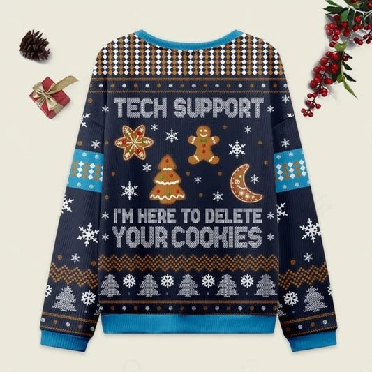 Ugly Christmas Sweater Tech Support Cookie Sweatshirt Eleven Oasis