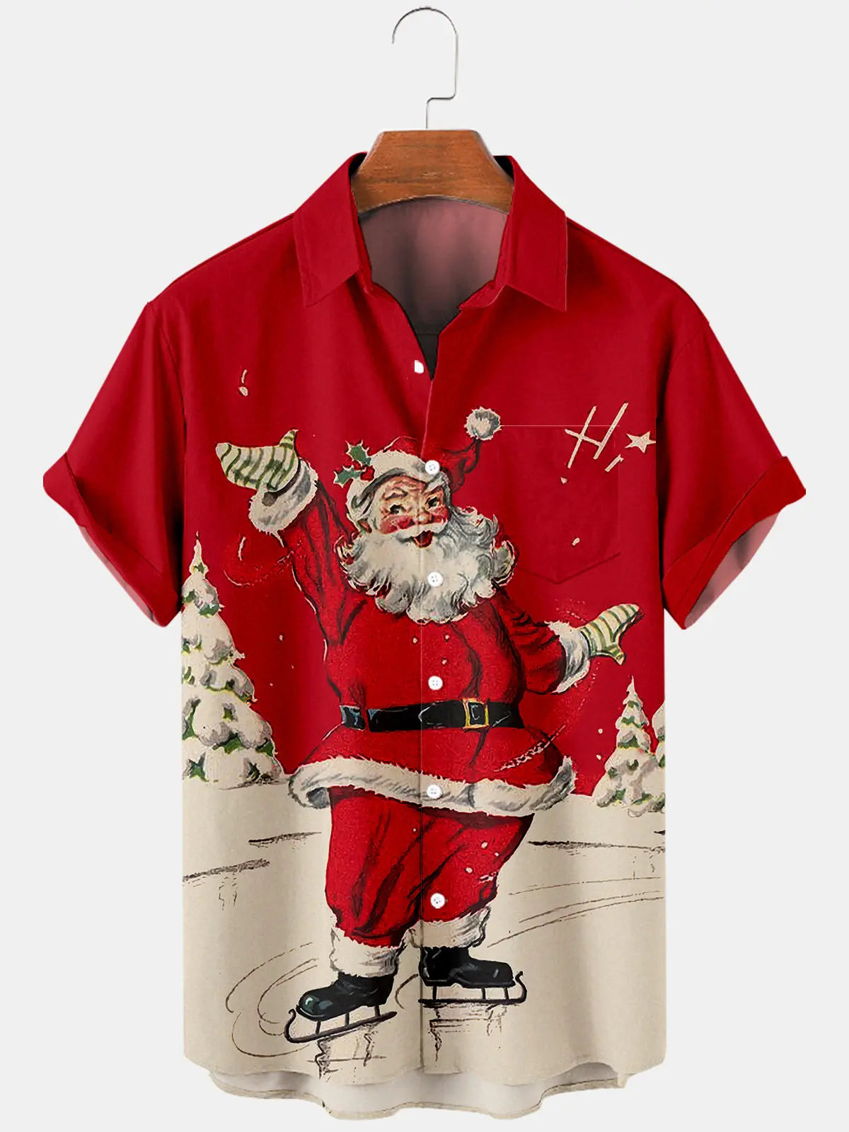 Men's Christmas Element Large Short Sleeve Shirt Red / MMens short sleeve shirts Big and tall Mens shirts Short sleeve shirts for men Mens 4xl shirts Casual short sleeve shirts