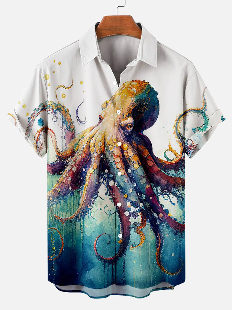 Cthulhu Octopus Pattern Men's Short Sleeve TopsMens short sleeve shirts Big and tall Mens shirts Short sleeve shirts for men Mens 4xl shirts Casual short sleeve shirts