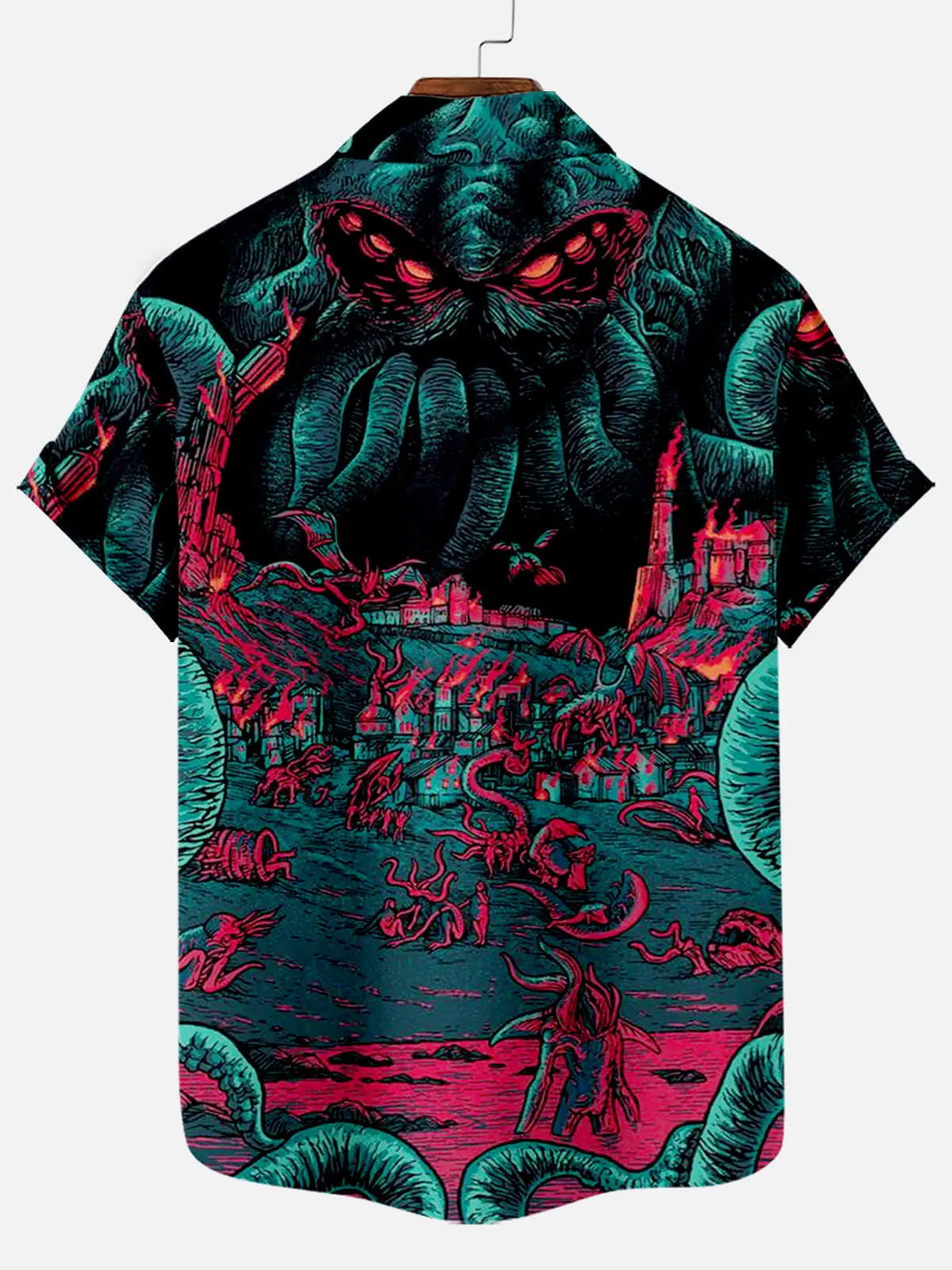 Cthulhu Octopus Pattern Men's Short Sleeve TopsMens short sleeve shirts Big and tall Mens shirts Short sleeve shirts for men Mens 4xl shirts Casual short sleeve shirts