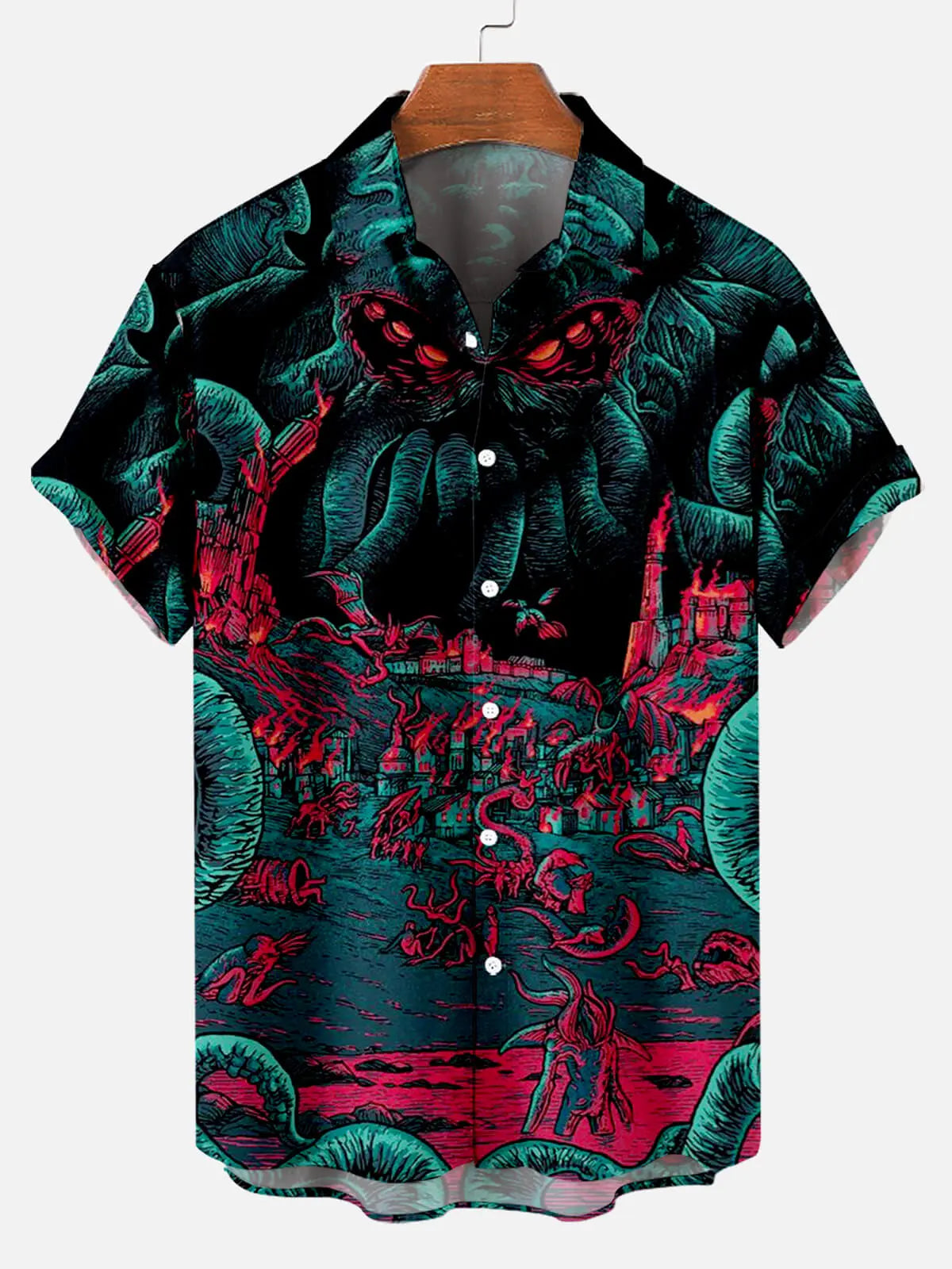 Cthulhu Octopus Pattern Men's Short Sleeve TopsMens short sleeve shirts Big and tall Mens shirts Short sleeve shirts for men Mens 4xl shirts Casual short sleeve shirts