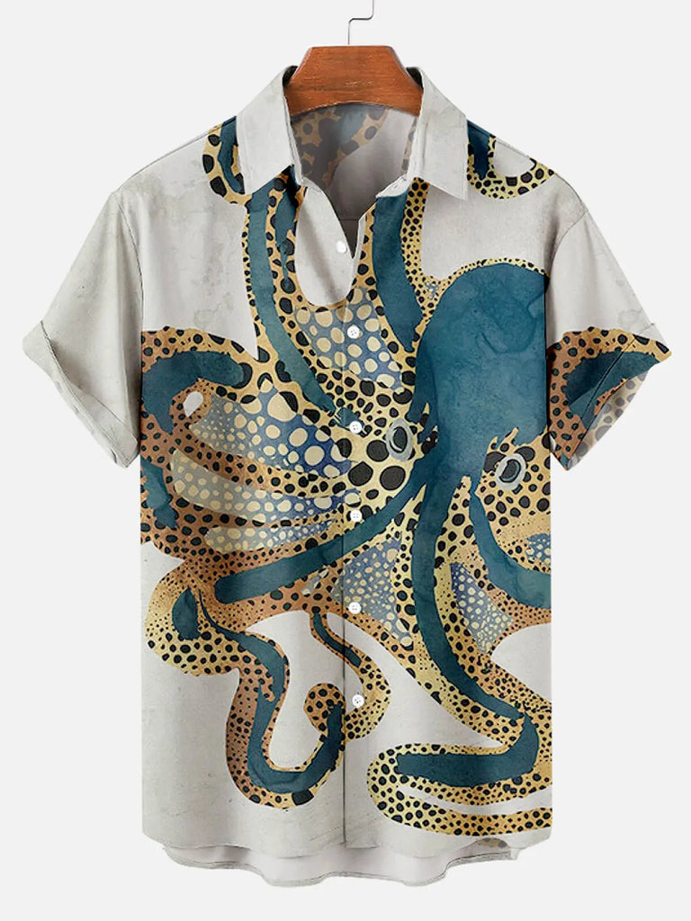 Cthulhu Octopus Pattern Men's Short Sleeve TopsMens short sleeve shirts Big and tall Mens shirts Short sleeve shirts for men Mens 4xl shirts Casual short sleeve shirts